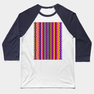 Wavy Colorful Stripes Baseball T-Shirt